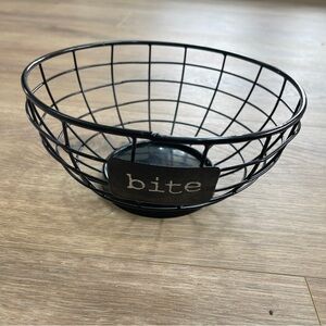 Joseph A. Black Wire Basket with 'Bite' Label